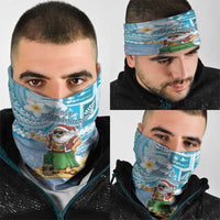Hawaii Mele Kalikimaka Neck Gaiter Hula Santa Retro Style Blue LT05 - Polynesian Pride