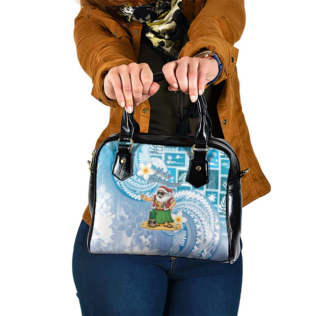Hawaii Mele Kalikimaka Shoulder Handbag Hula Santa Retro Style Blue LT05 One Size Blue - Polynesian Pride