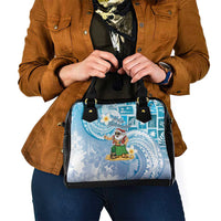 Hawaii Mele Kalikimaka Shoulder Handbag Hula Santa Retro Style Blue LT05 - Polynesian Pride