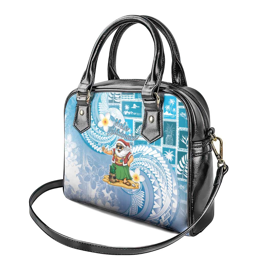 Hawaii Mele Kalikimaka Shoulder Handbag Hula Santa Retro Style Blue LT05 - Polynesian Pride