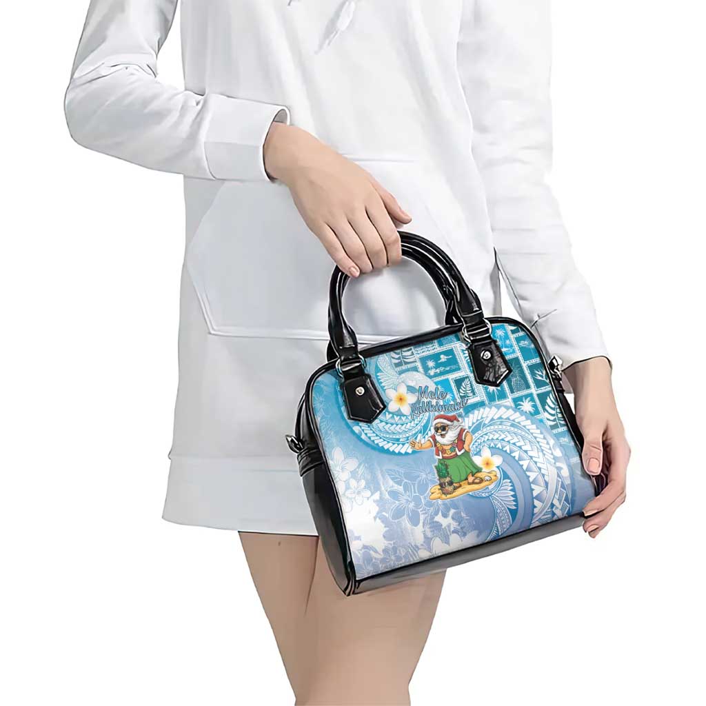 Hawaii Mele Kalikimaka Shoulder Handbag Hula Santa Retro Style Blue LT05 - Polynesian Pride