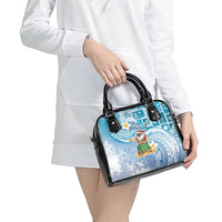 Hawaii Mele Kalikimaka Shoulder Handbag Hula Santa Retro Style Blue LT05 - Polynesian Pride