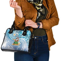 Hawaii Mele Kalikimaka Shoulder Handbag Hula Santa Retro Style Blue LT05 - Polynesian Pride