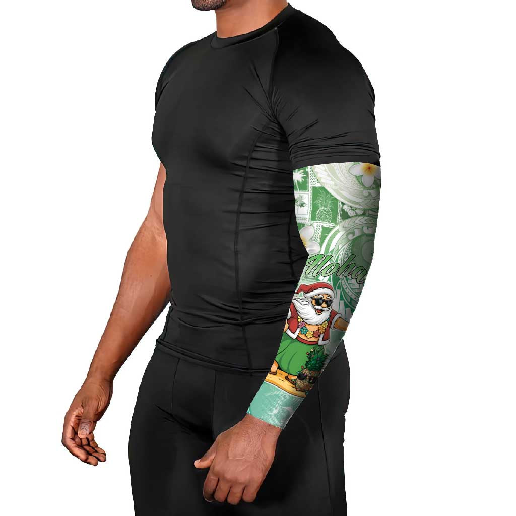 Hawaii Mele Kalikimaka Arm Sleeves Hula Santa Retro Style Green - Polynesian Pride