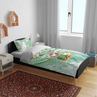 Hawaii Mele Kalikimaka Bedding Set Hula Santa Retro Style Green - Polynesian Pride