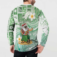 Hawaii Mele Kalikimaka Button Sweatshirt Hula Santa Retro Style Green LT05 - Polynesian Pride