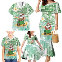 Hawaii Mele Kalikimaka Family Matching Mermaid Dress and Hawaiian Shirt Hula Santa Retro Style Green LT05 - Polynesian Pride