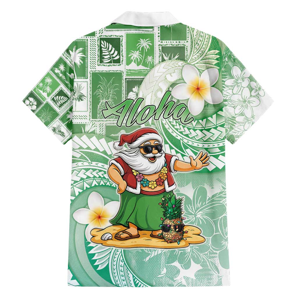 Hawaii Mele Kalikimaka Family Matching Summer Maxi Dress and Hawaiian Shirt Hula Santa Retro Style Green LT05 - Polynesian Pride