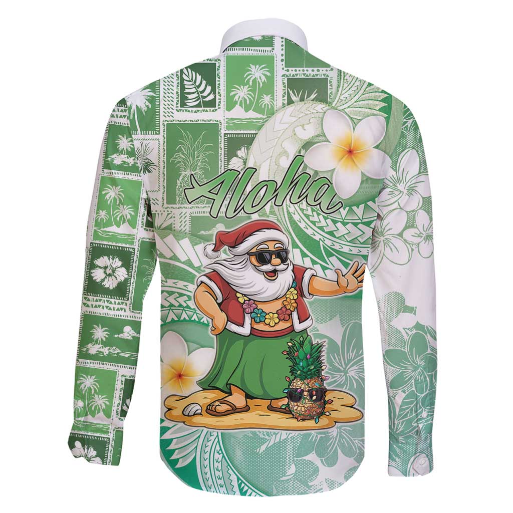 Hawaii Mele Kalikimaka Family Matching Summer Maxi Dress and Hawaiian Shirt Hula Santa Retro Style Green LT05 - Polynesian Pride