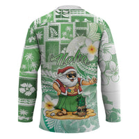 Hawaii Mele Kalikimaka Hockey Jersey Hula Santa Retro Style Green - Polynesian Pride