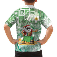Hawaii Mele Kalikimaka Kid Hawaiian Shirt Hula Santa Retro Style Green LT05 - Polynesian Pride