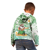Hawaii Mele Kalikimaka Kid Hoodie Hula Santa Retro Style Green - Polynesian Pride