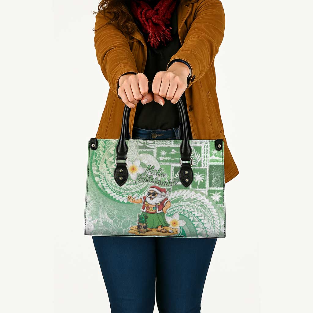 Hawaii Mele Kalikimaka Leather Bag Hula Santa Retro Style Green - Polynesian Pride