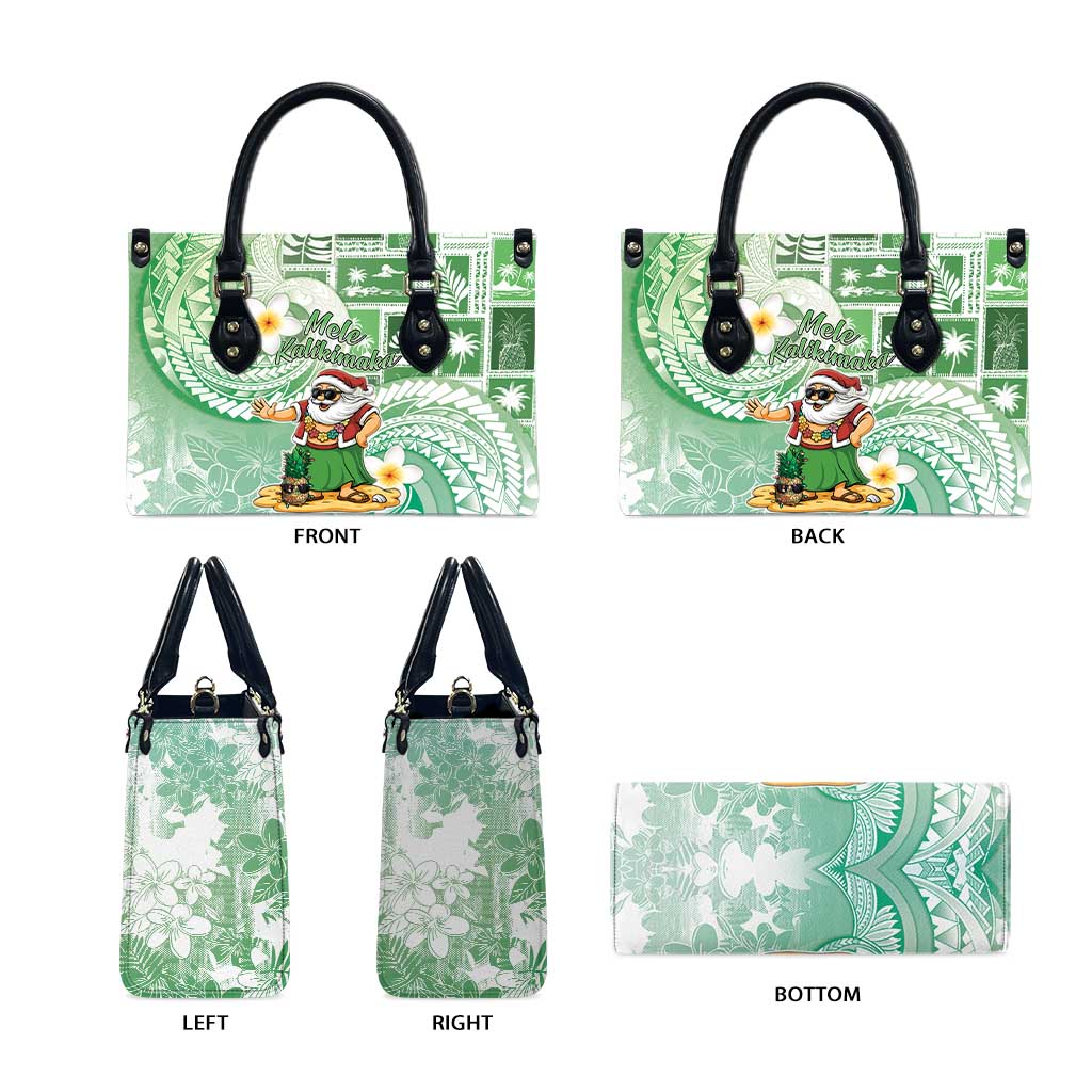 Hawaii Mele Kalikimaka Leather Bag Hula Santa Retro Style Green - Polynesian Pride