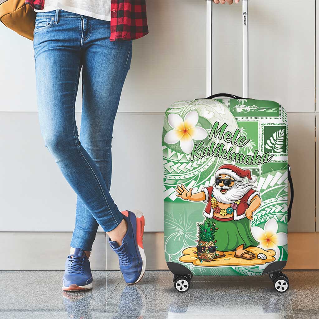 Hawaii Mele Kalikimaka Luggage Cover Hula Santa Retro Style Green - Polynesian Pride
