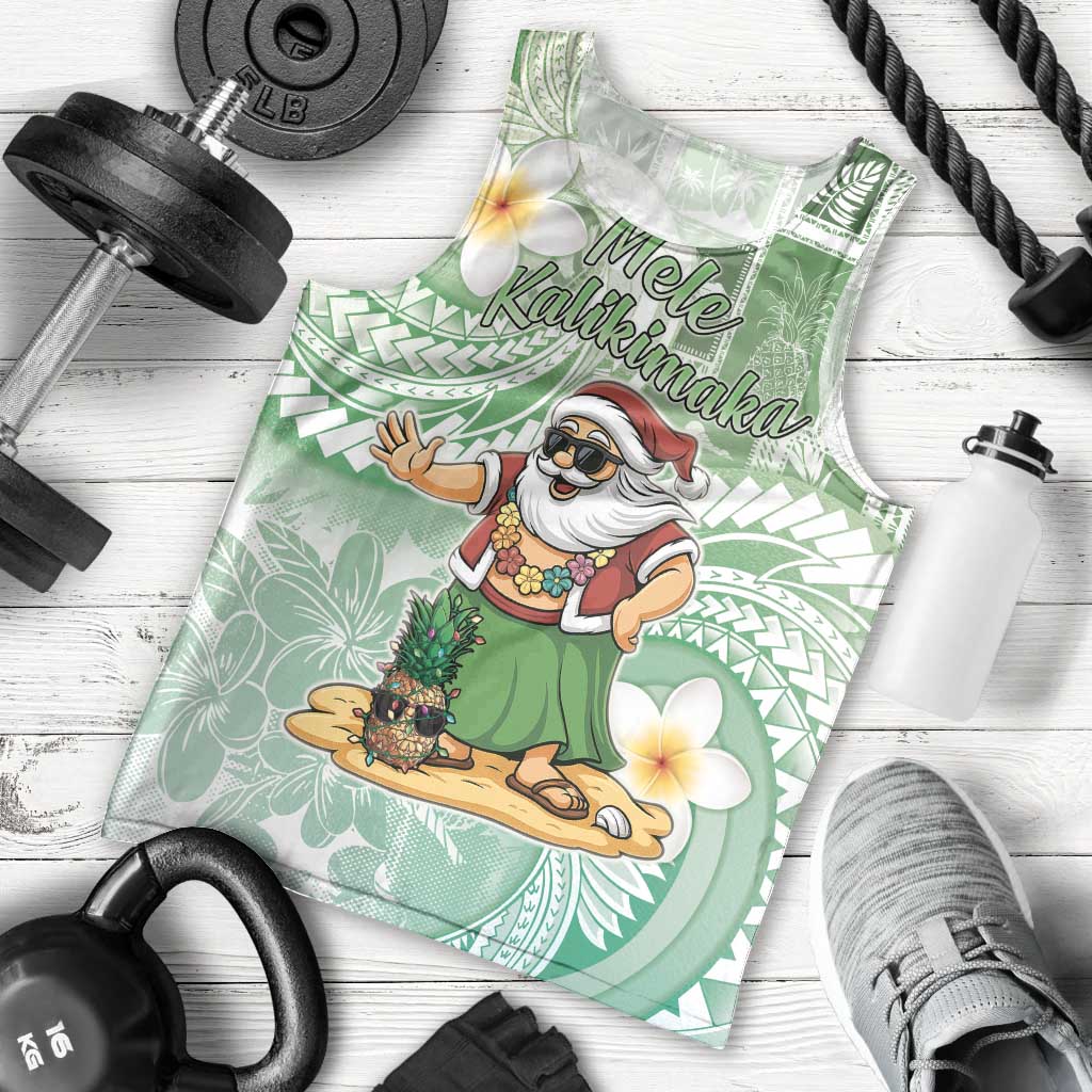Hawaii Mele Kalikimaka Men Tank Top Hula Santa Retro Style Green LT05 - Polynesian Pride