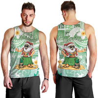 Hawaii Mele Kalikimaka Men Tank Top Hula Santa Retro Style Green LT05 - Polynesian Pride
