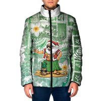 Hawaii Mele Kalikimaka Padded Jacket Hula Santa Retro Style Green LT05 Men Green - Polynesian Pride
