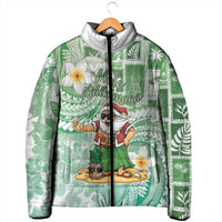 Hawaii Mele Kalikimaka Padded Jacket Hula Santa Retro Style Green LT05 - Polynesian Pride