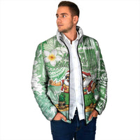 Hawaii Mele Kalikimaka Padded Jacket Hula Santa Retro Style Green LT05 - Polynesian Pride