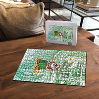 Hawaii Mele Kalikimaka Puzzle Hula Santa Retro Style Green - Polynesian Pride