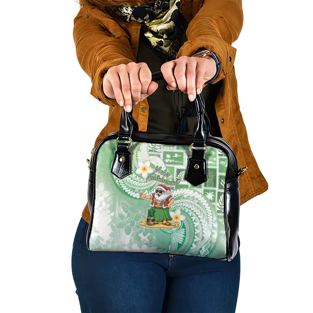 Hawaii Mele Kalikimaka Shoulder Handbag Hula Santa Retro Style Green - Polynesian Pride