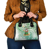 Hawaii Mele Kalikimaka Shoulder Handbag Hula Santa Retro Style Green - Polynesian Pride