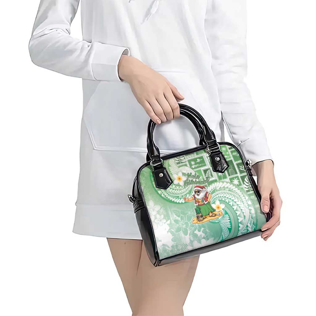 Hawaii Mele Kalikimaka Shoulder Handbag Hula Santa Retro Style Green - Polynesian Pride