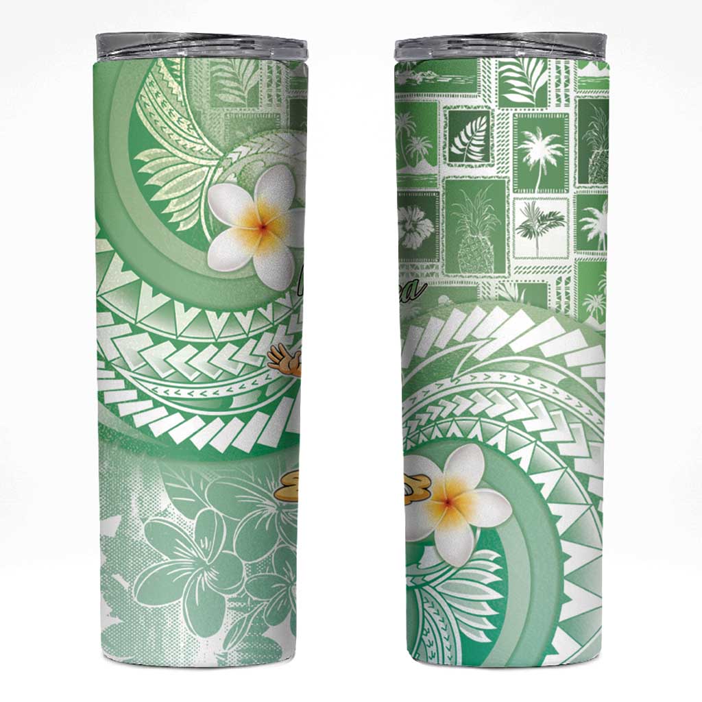 Hawaii Mele Kalikimaka Skinny Tumbler Hula Santa Retro Style Green LT05 Green - Polynesian Pride