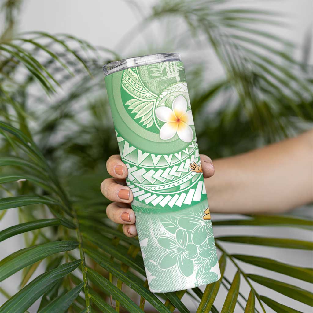 Hawaii Mele Kalikimaka Skinny Tumbler Hula Santa Retro Style Green LT05 - Polynesian Pride