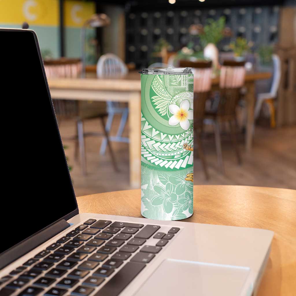 Hawaii Mele Kalikimaka Skinny Tumbler Hula Santa Retro Style Green LT05 - Polynesian Pride