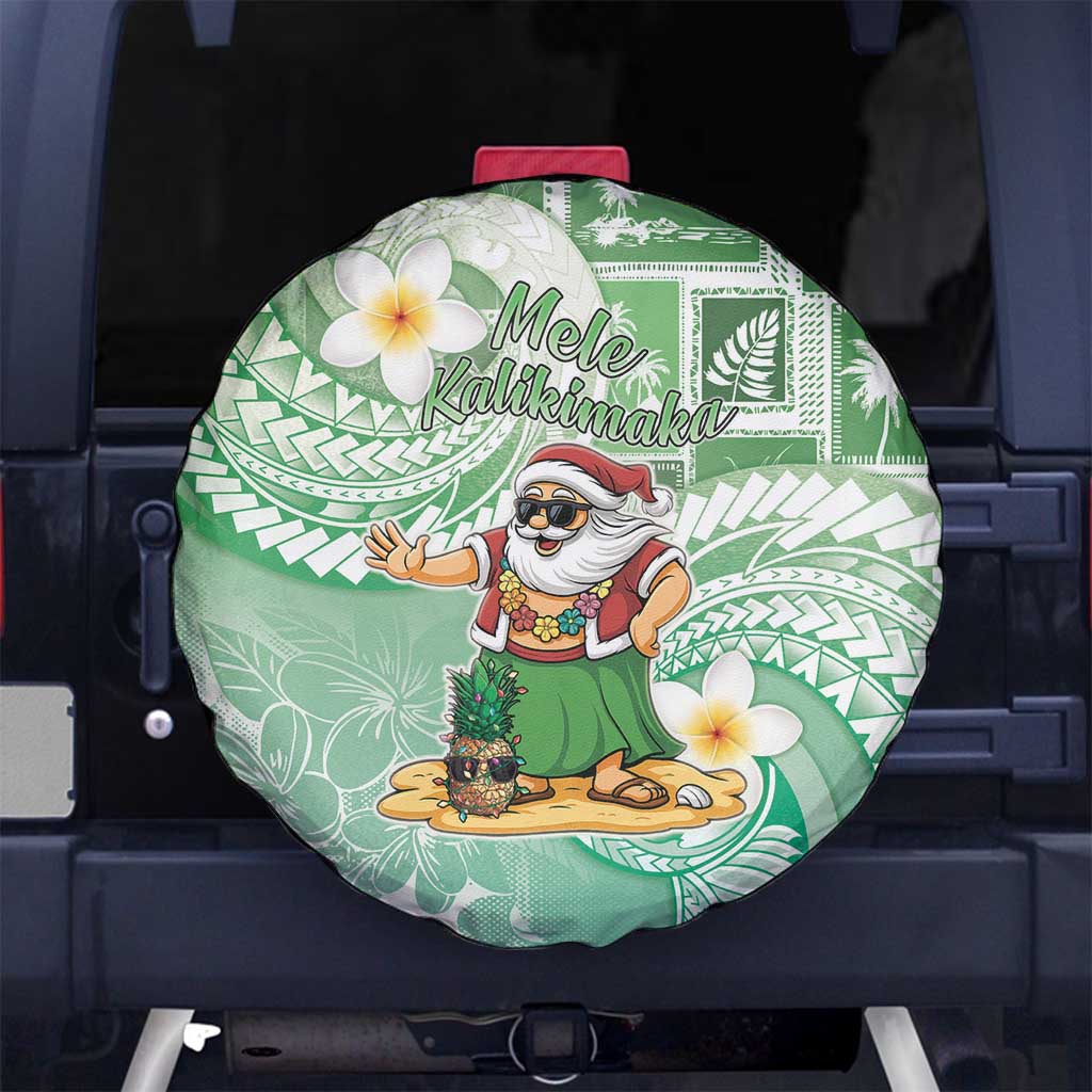 Hawaii Mele Kalikimaka Spare Tire Cover Hula Santa Retro Style Green LT05 No hole Green - Polynesian Pride
