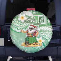Hawaii Mele Kalikimaka Spare Tire Cover Hula Santa Retro Style Green LT05 No hole Green - Polynesian Pride
