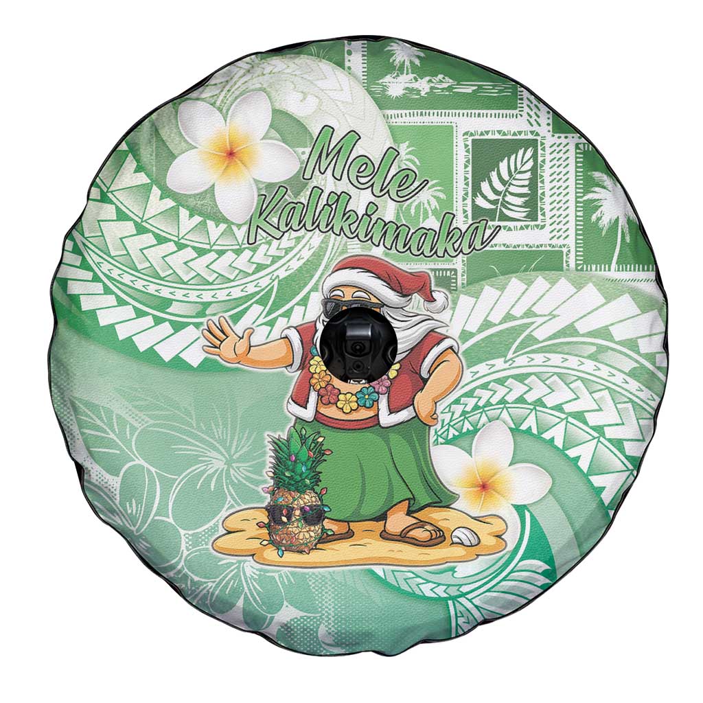 Hawaii Mele Kalikimaka Spare Tire Cover Hula Santa Retro Style Green LT05 - Polynesian Pride