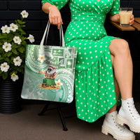 Hawaii Mele Kalikimaka Tote Bag Hula Santa Retro Style Green - Polynesian Pride