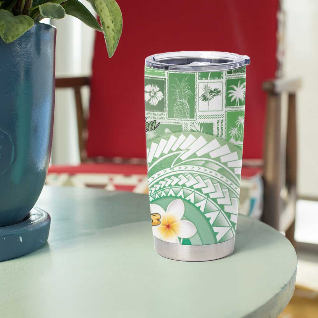 Hawaii Mele Kalikimaka Tumbler Cup Hula Santa Retro Style Green - Polynesian Pride