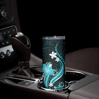 Aqua Polynesian Pattern With Tropical Flowers Skinny Tumbler LT05 - Polynesian Pride
