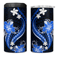 Blue Polynesian Pattern With Tropical Flowers 4 in 1 Can Cooler Tumbler LT05 One Size: 16 oz Blue - Polynesian Pride
