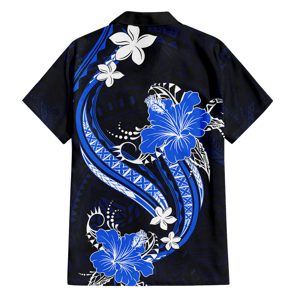 Blue Polynesian Pattern With Tropical Flowers Family Matching Tank Maxi Dress and Hawaiian Shirt LT05 - Polynesian Pride