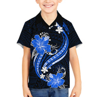 Blue Polynesian Pattern With Tropical Flowers Family Matching Tank Maxi Dress and Hawaiian Shirt LT05 Son's Shirt Blue - Polynesian Pride