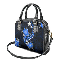 Blue Polynesian Pattern With Tropical Flowers Shoulder Handbag LT05 - Polynesian Pride