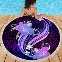 Galaxy Polynesian Pattern With Tropical Flowers Beach Blanket LT05 - Polynesian Pride