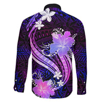 Galaxy Polynesian Pattern With Tropical Flowers Family Matching Short Sleeve Bodycon Dress and Hawaiian Shirt LT05 - Polynesian Pride