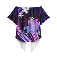 Galaxy Polynesian Pattern With Tropical Flowers Off Shoulder Wrap Waist Top LT05 - Polynesian Pride
