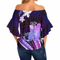 Galaxy Polynesian Pattern With Tropical Flowers Off Shoulder Wrap Waist Top LT05 - Polynesian Pride