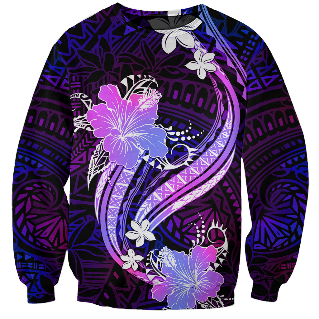 Galaxy Polynesian Pattern With Tropical Flowers Sweatshirt LT05 Unisex Galaxy - Polynesian Pride
