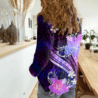 Galaxy Polynesian Pattern With Tropical Flowers Women Casual Shirt LT05 - Polynesian Pride