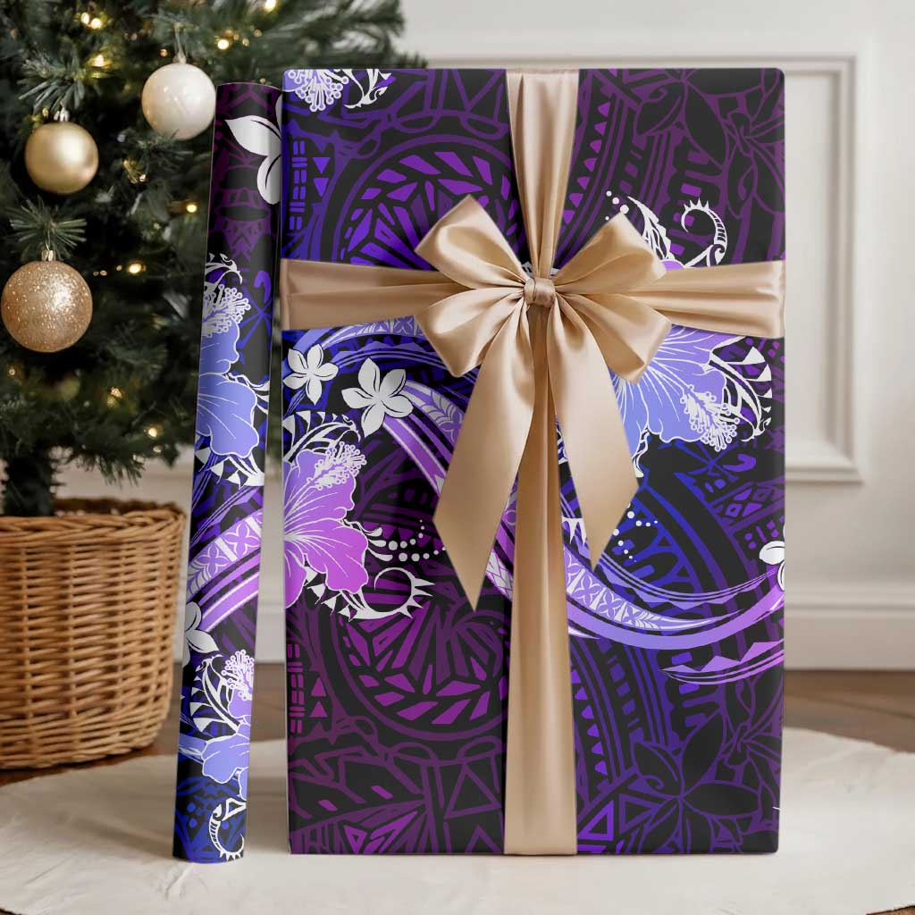 Galaxy Polynesian Pattern With Tropical Flowers Wrapping Paper - Polynesian Pride