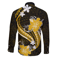 Gold Polynesian Pattern With Tropical Flowers Family Matching Summer Maxi Dress and Hawaiian Shirt LT05 - Polynesian Pride
