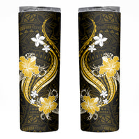 Gold Polynesian Pattern With Tropical Flowers Skinny Tumbler LT05 Gold - Polynesian Pride